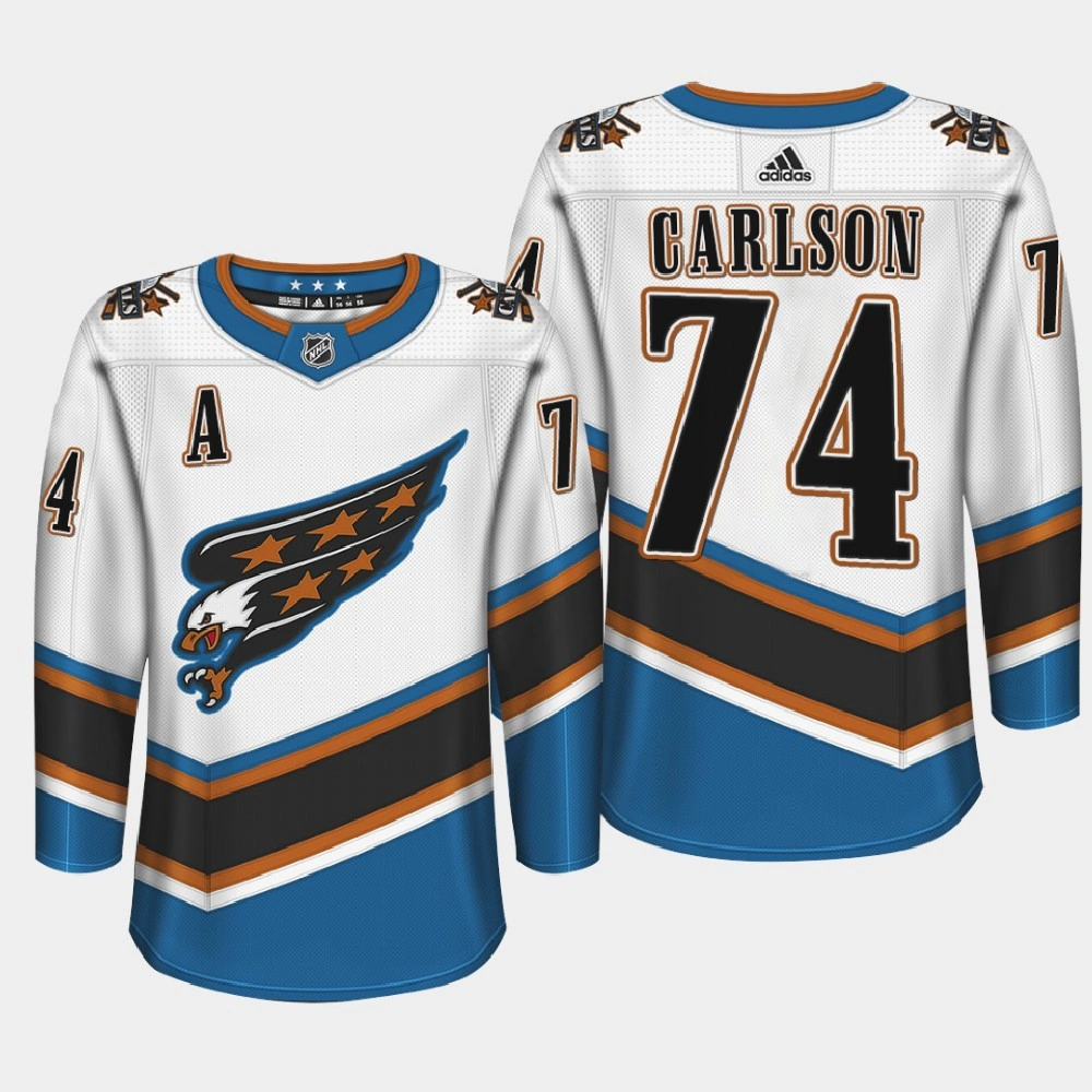 John Carlson Washington Capitals Screaming Eagle Throwback White Jersey John Carlson Washington Capitals Screaming Eagle Throwback White Jersey