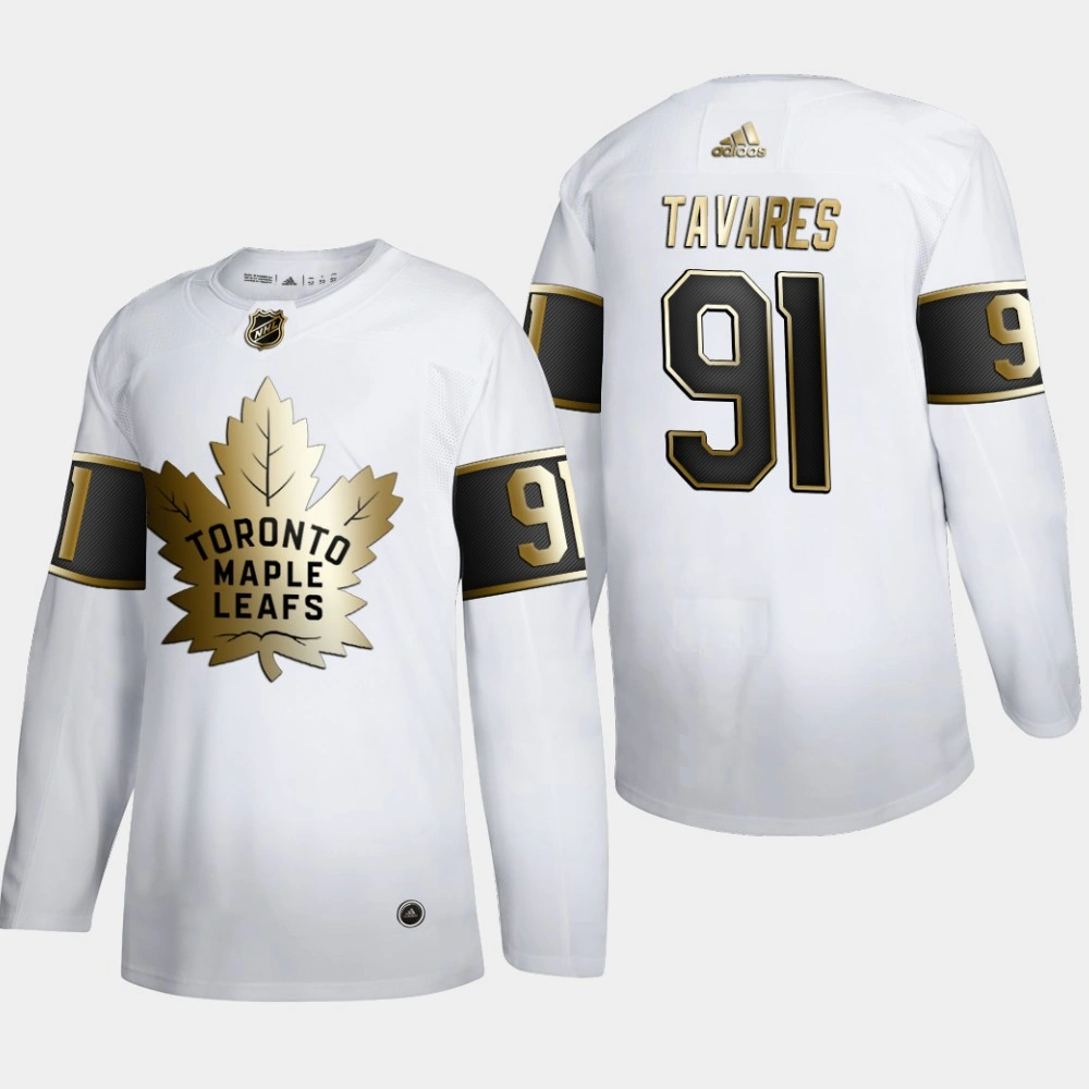 Women's Toronto Maple Leafs John Tavares #91 NHL Golden Edition White Authentic Jersey Women's Toronto Maple Leafs John Tavares #91 NHL Golden Edition White Authentic Jersey