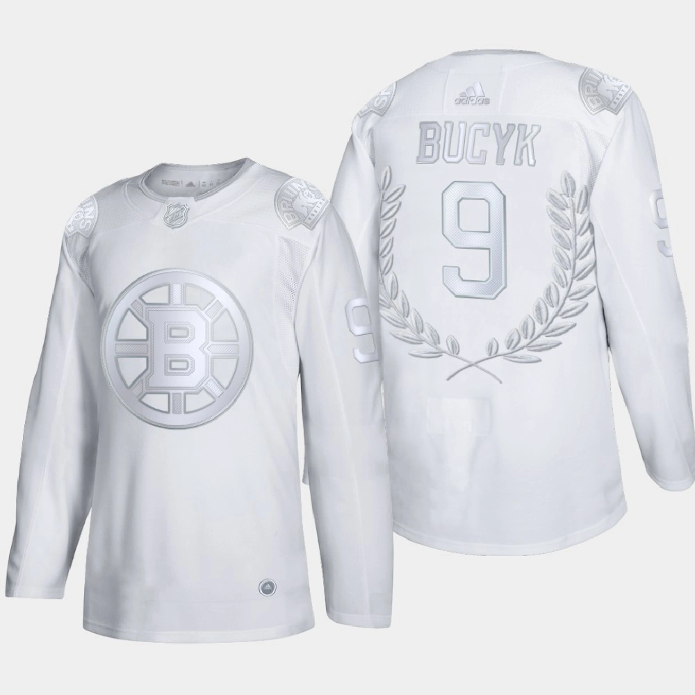 Johnny Bucyk #9 Lady Byng Memorial Trophy Boston Bruins White Award Jersey Johnny Bucyk #9 Lady Byng Memorial Trophy Boston Bruins White Award Jersey