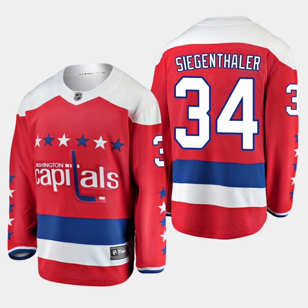 Women's Washington Capitals Jonas Siegenthaler #34 Alternate Red Breakaway Player Jersey Women's Washington Capitals Jonas Siegenthaler #34 Alternate Red Breakaway Player Jersey