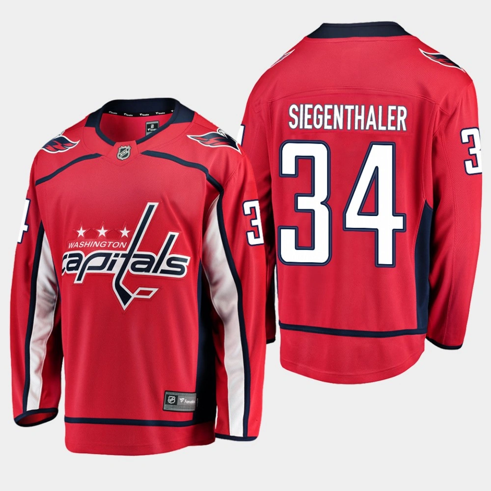 Men's Washington Capitals Jonas Siegenthaler #34 Home Red Breakaway Player Jersey