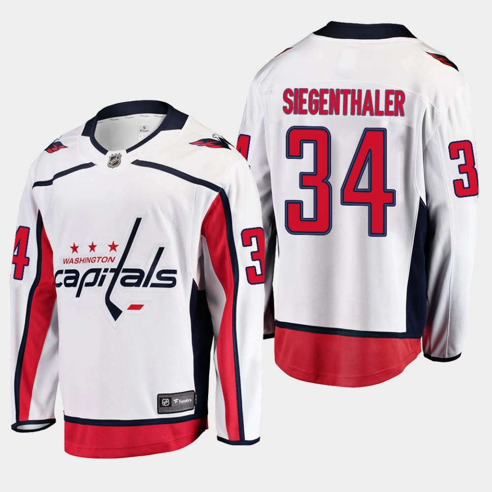 Men's Washington Capitals Jonas Siegenthaler #34 Away White Breakaway Player Jersey
