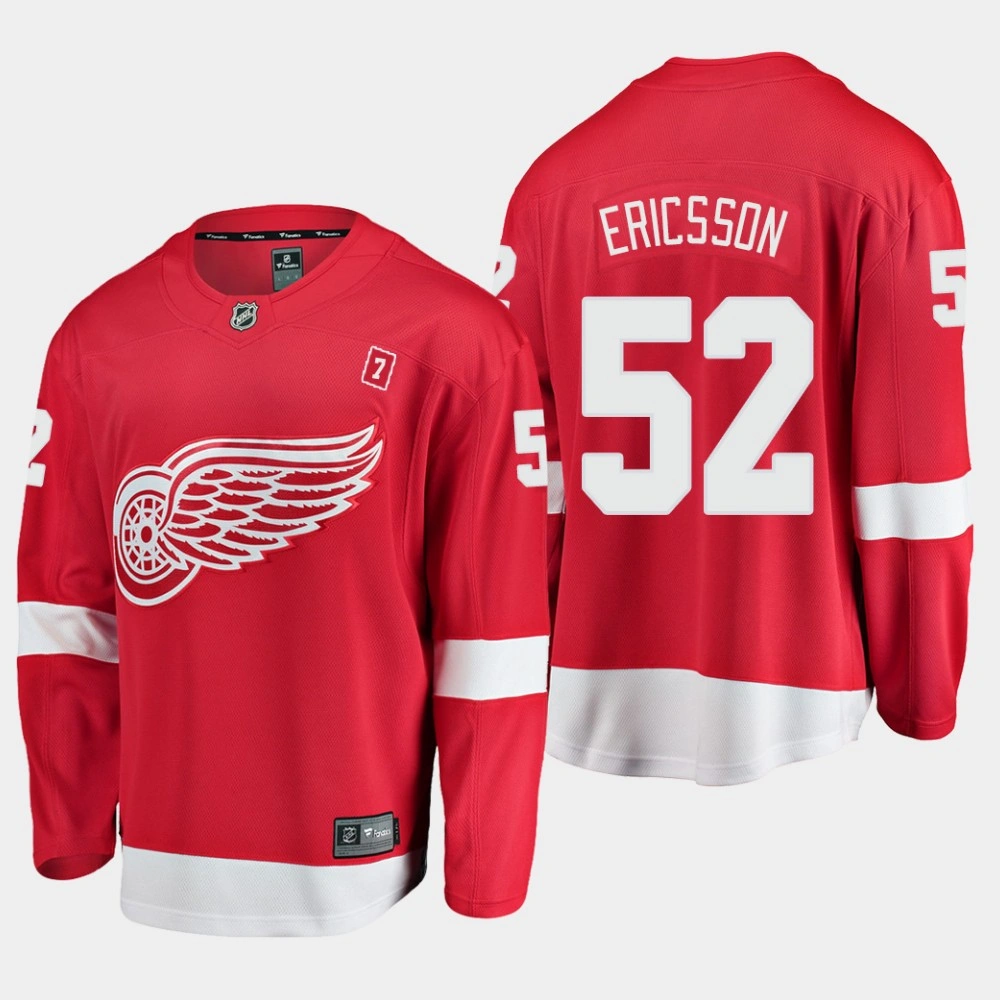 Youth Detroit Red Wings Jonathan Ericsson #52 Home Red Jersey with Patch Seven