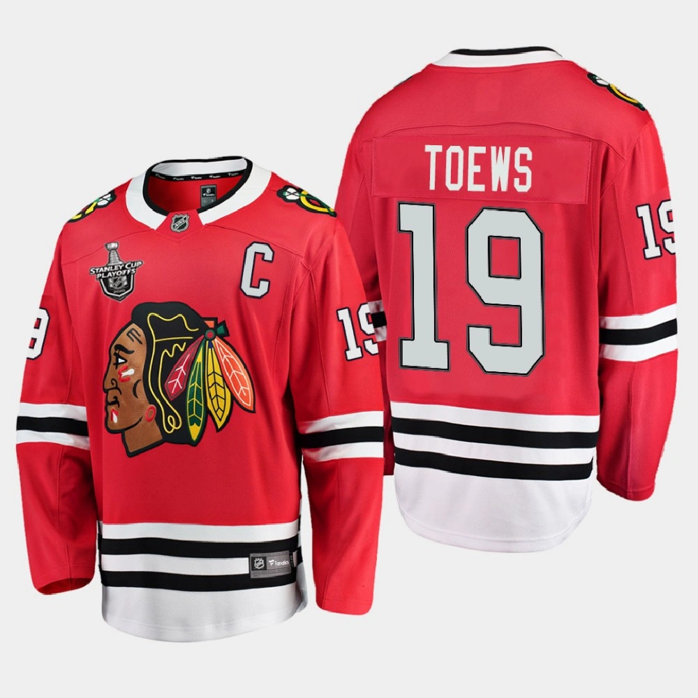 Women's Chicago Blackhawks #19 Jonathan Toews 2020 Stanley Cup Playoffs Home Red Jersey