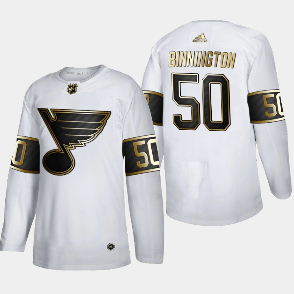 Youth St. Louis Blues Jordan Binnington #50 NHL Golden Edition White Authentic Jersey Youth St. Louis Blues Jordan Binnington #50 NHL Golden Edition White Authentic Jersey
