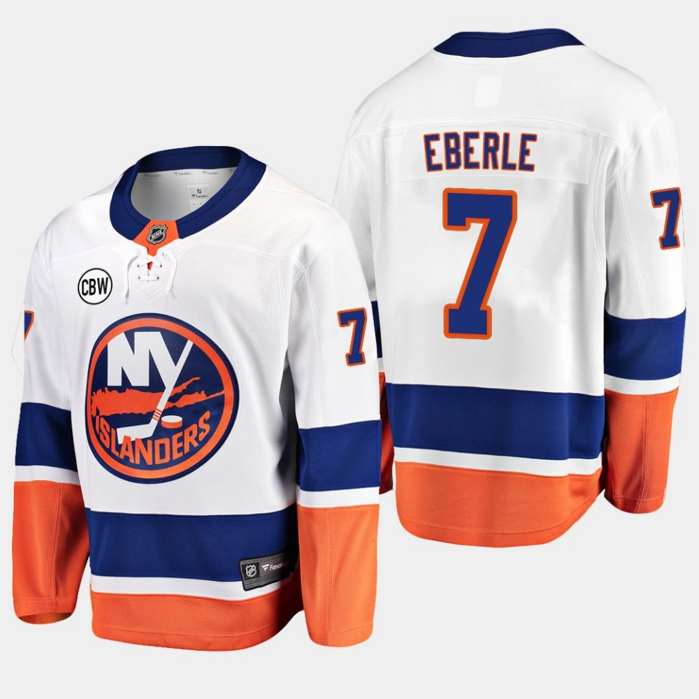 Men's New York Islanders Jordan Eberle #7 2018-19 Away White Breakaway CBW Jersey Men's New York Islanders Jordan Eberle #7 2018-19 Away White Breakaway CBW Jersey