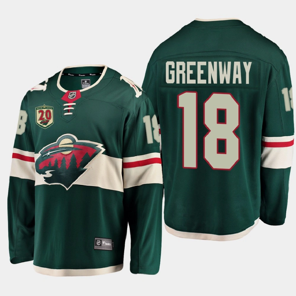 Minnesota Wild #18 Jordan Greenway 2020-21 20th Anniversary Home Black Jersey Minnesota Wild #18 Jordan Greenway 2020-21 20th Anniversary Home Black Jersey