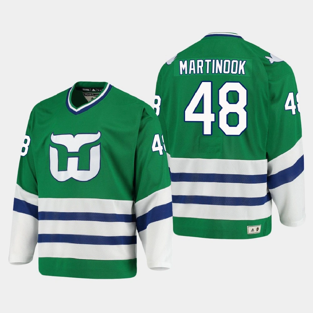 Youth Hartford Whalers Jordan Martinook #48 Heritage Authentic Green Jersey Youth Hartford Whalers Jordan Martinook #48 Heritage Authentic Green Jersey