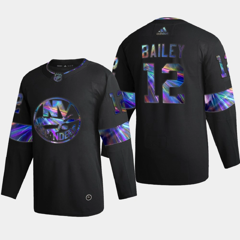 Men's New York Islanders Josh Bailey #12 Iridescent Holographic Authentic Black Jersey