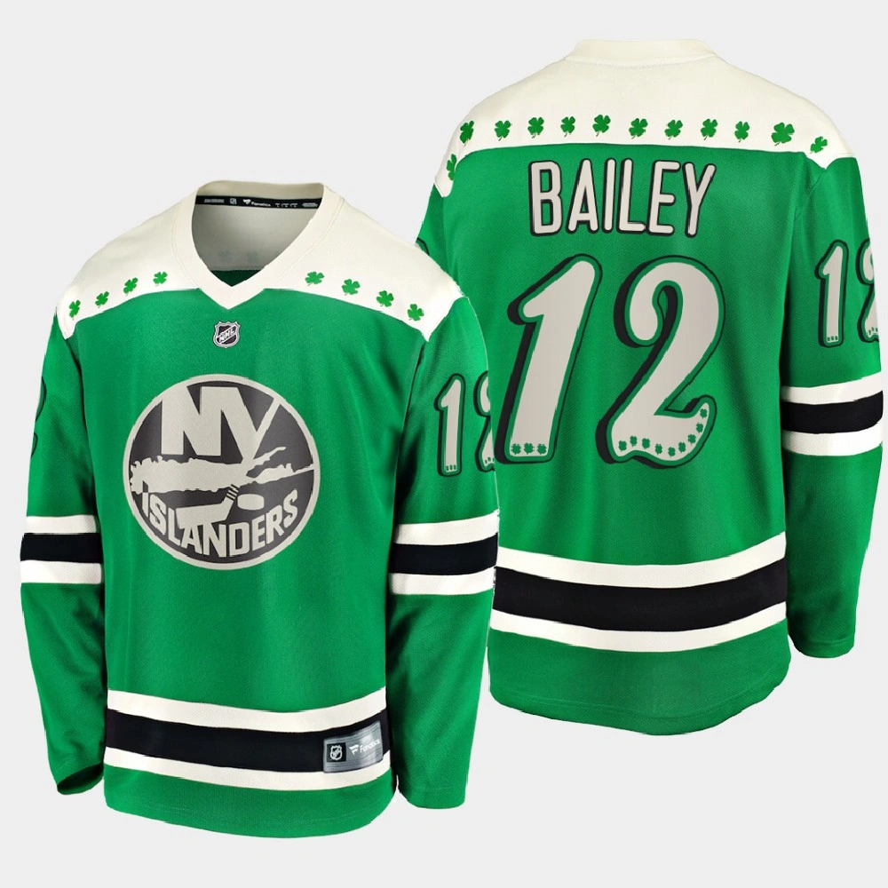 Men's New York Islanders Josh Bailey #12 2021 St. Patrick's Day Green Jersey