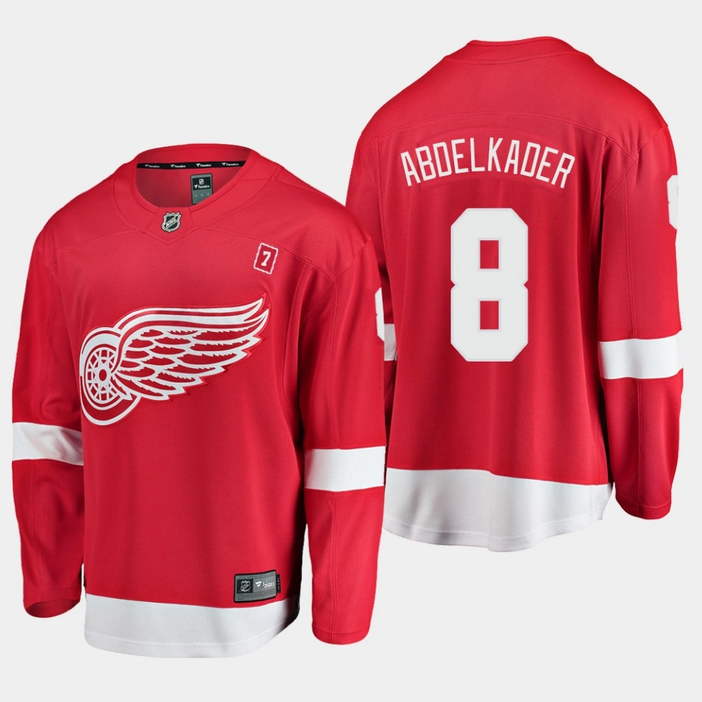 Men's Detroit Red Wings Justin Abdelkader #8 Home Red Jersey with Patch Seven