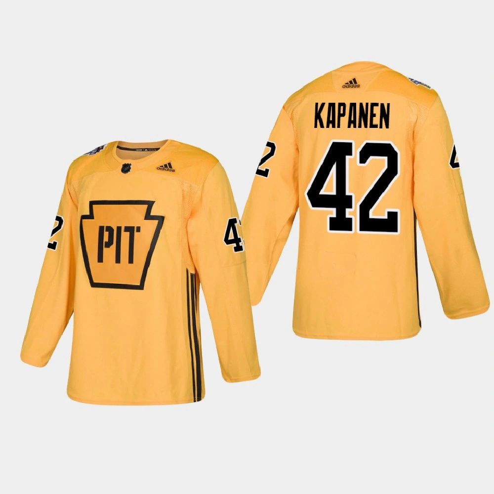 Women's Pittsburgh Penguins Kasperi Kapanen #42 Practice Authentic Gold Jersey