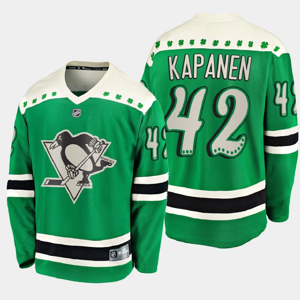 Women's Pittsburgh Penguins Kasperi Kapanen #42 2021 St. Patrick's Day Green Jersey