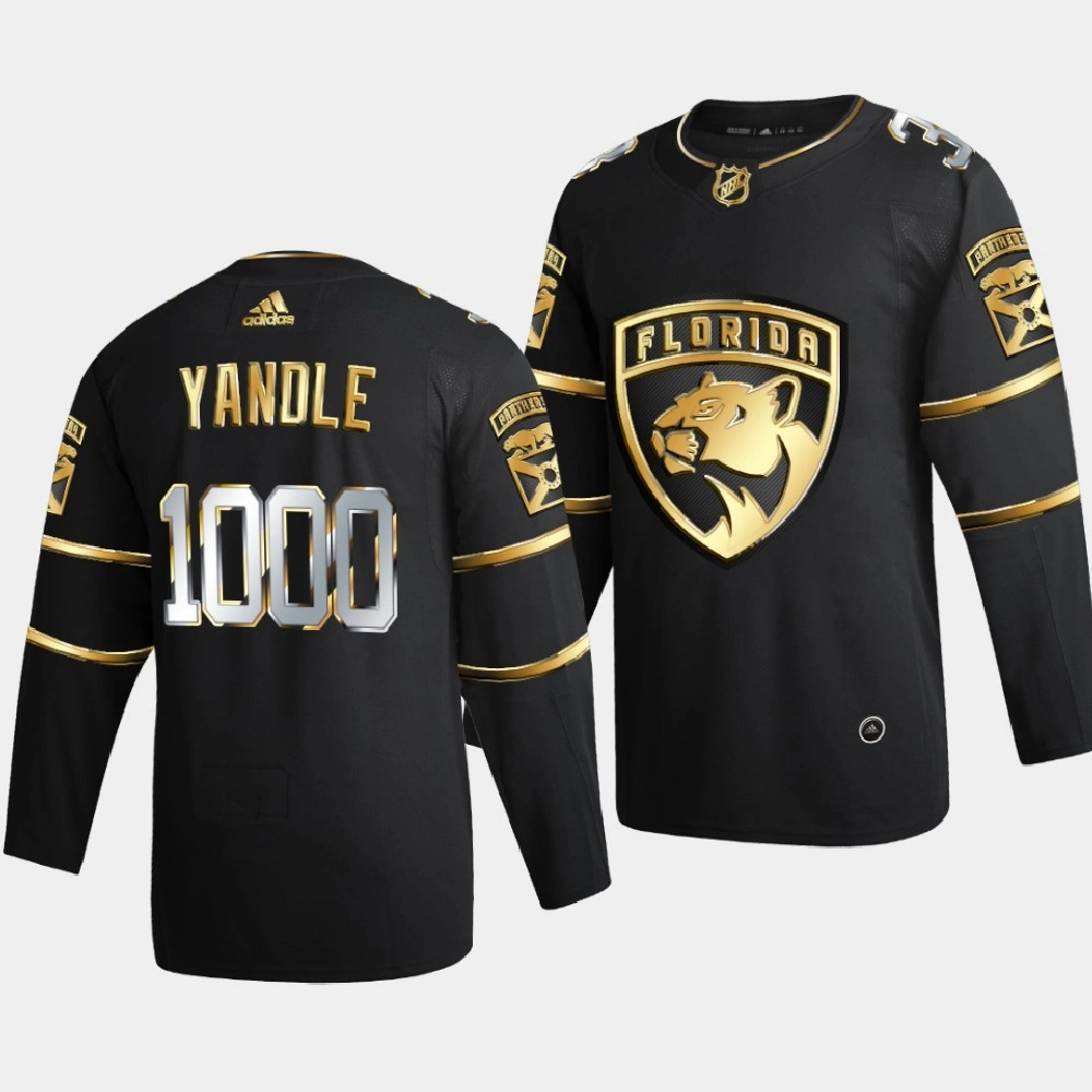 Men Florida Panthers Keith yandle #3 1000-game Milestone Authentic Golden Edition Black Jersey