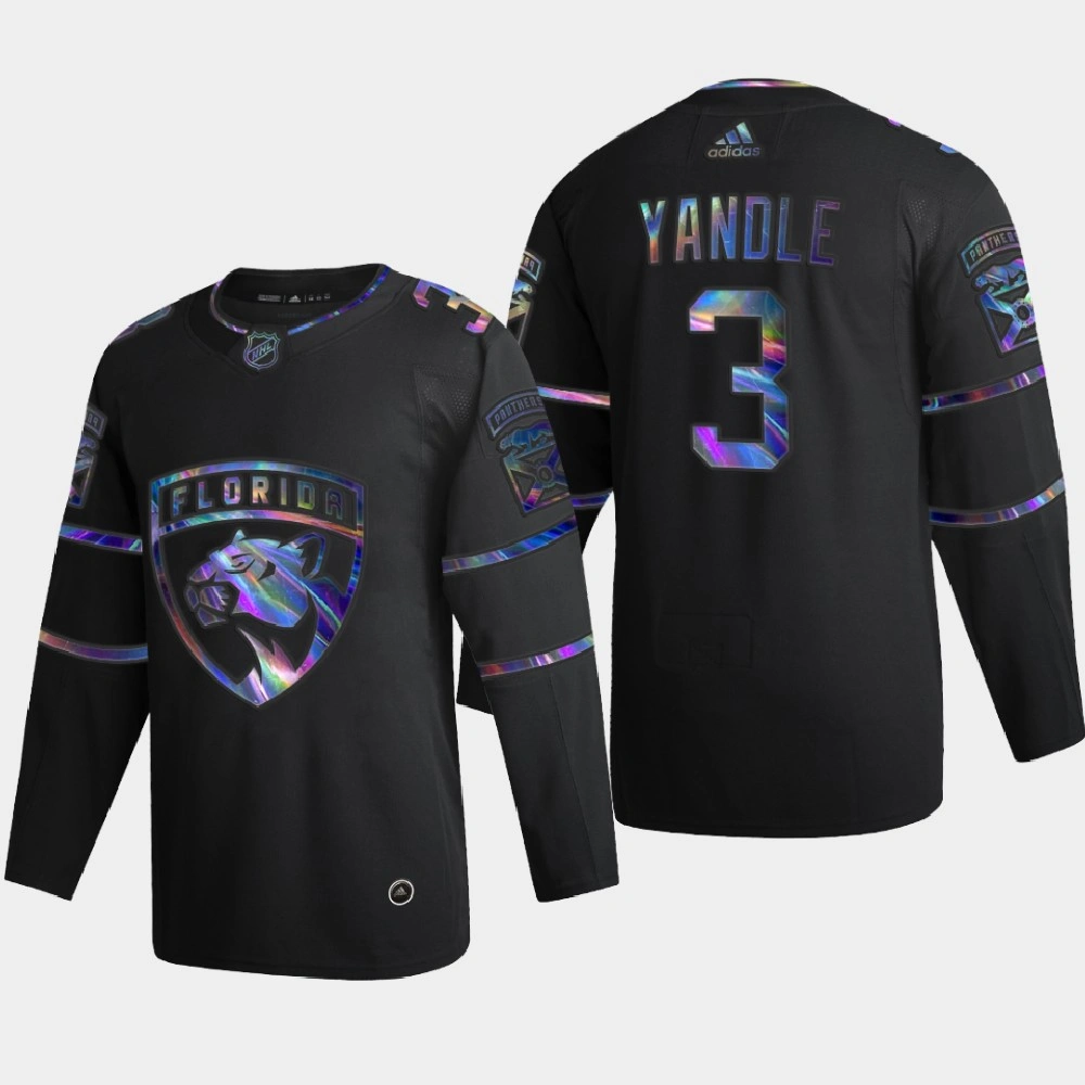 Men's Florida Panthers Keith Yandle #3 Iridescent Holographic Authentic Black Jersey
