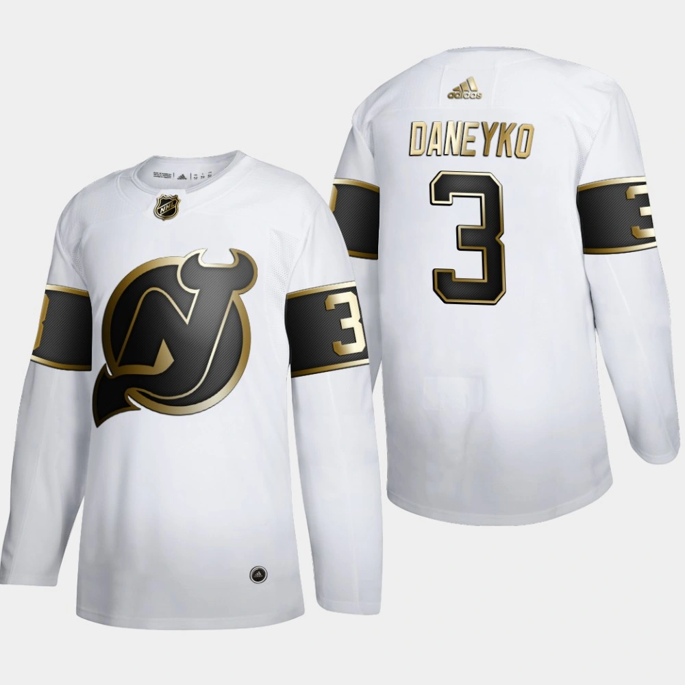 Men's New Jersey Devils Ken Daneyko #3 NHL Golden Edition White Retired Authentic Jersey Men's New Jersey Devils Ken Daneyko #3 NHL Golden Edition White Retired Authentic Jersey