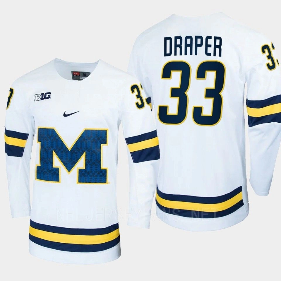 Youth Michigan Wolverines Kienan Draper #33 College Hockey Replica White Jersey