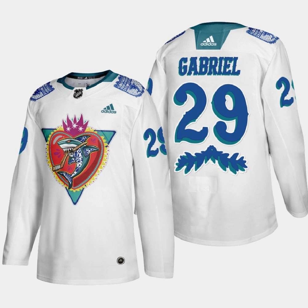 Men's San Jose Sharks Kurtis Gabriel #29 Los Tiburones Night White Jersey Men's San Jose Sharks Kurtis Gabriel #29 Los Tiburones Night White Jersey