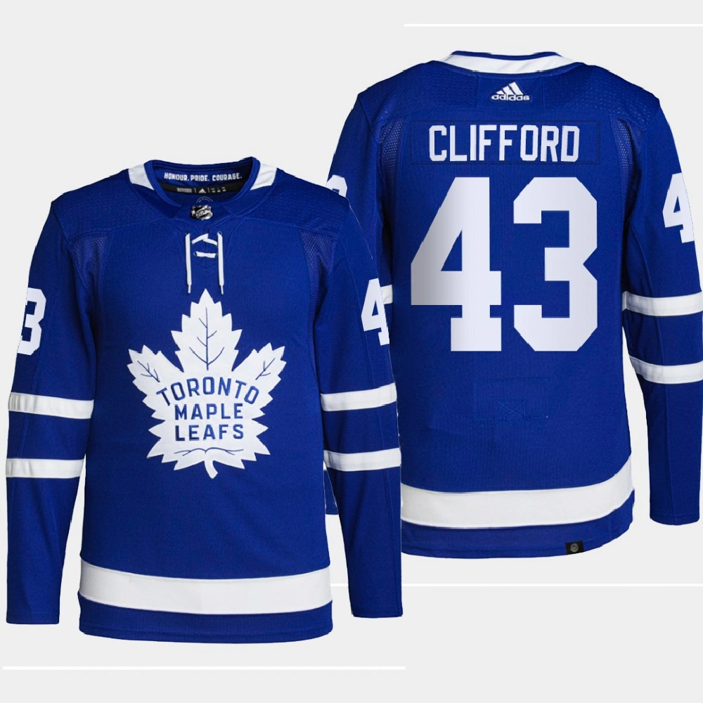 Men Toronto Maple Leafs Kyle Clifford #43 Home Authentic Primegreen Blue Jersey