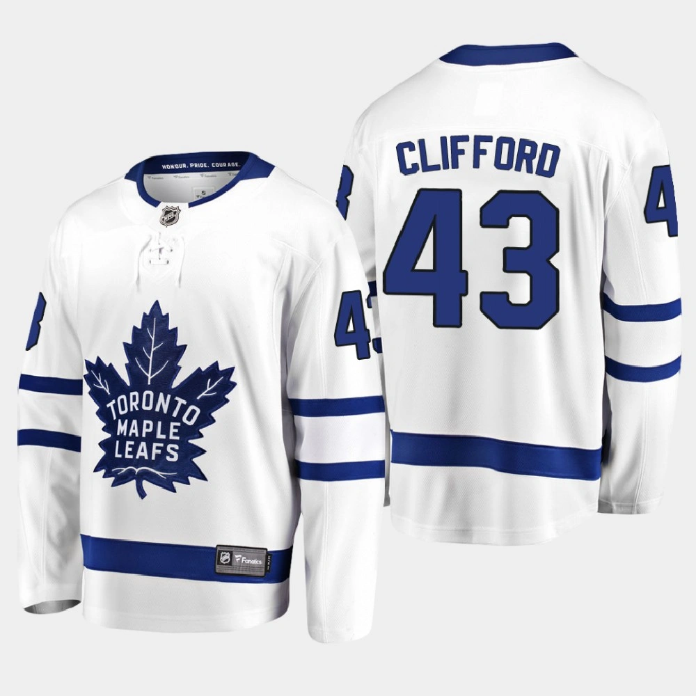 Men Toronto Maple Leafs Kyle Clifford #43 Away White Jersey