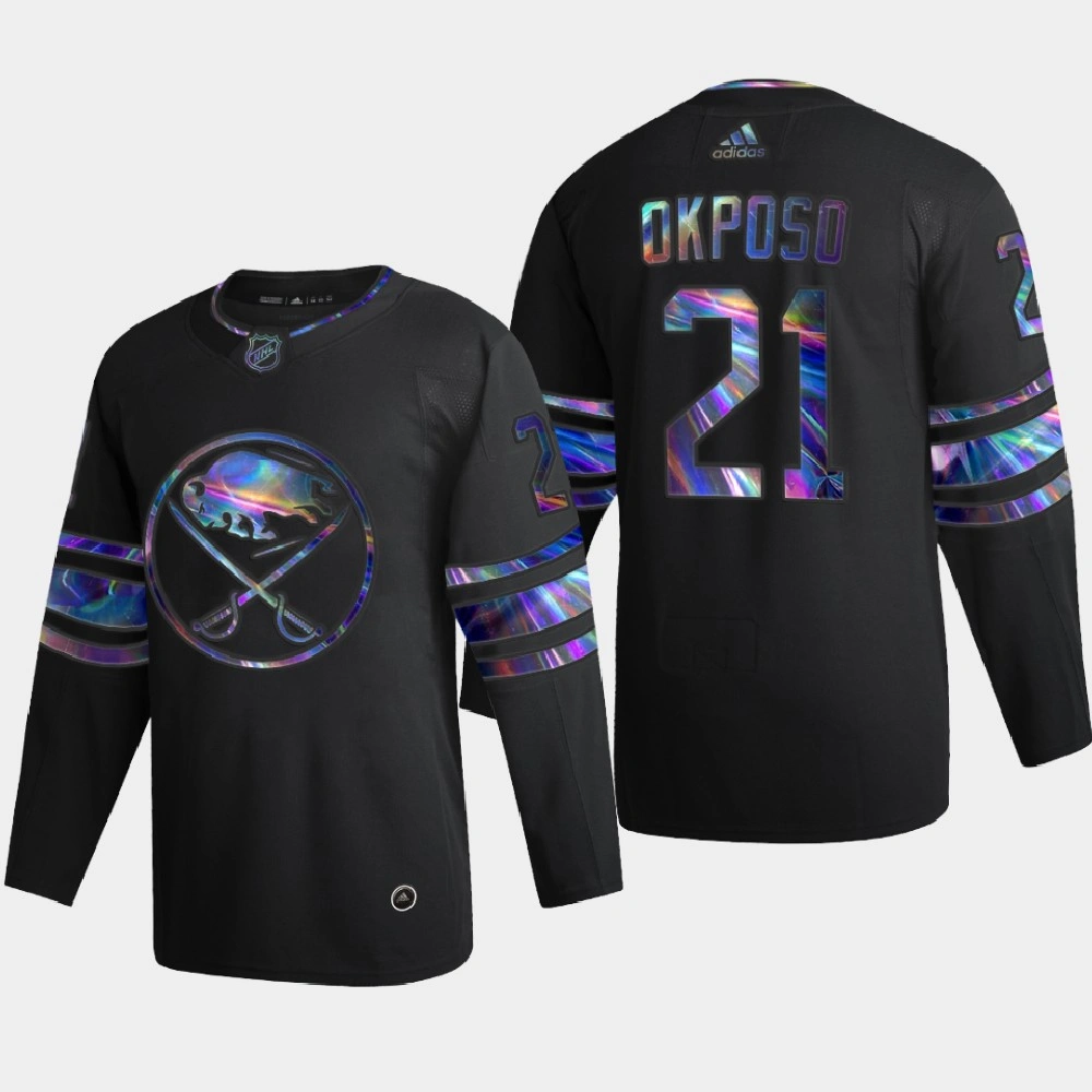 Men's Buffalo Sabres Kyle Okposo #21 Iridescent Holographic Authentic Black Jersey Men's Buffalo Sabres Kyle Okposo #21 Iridescent Holographic Authentic Black Jersey