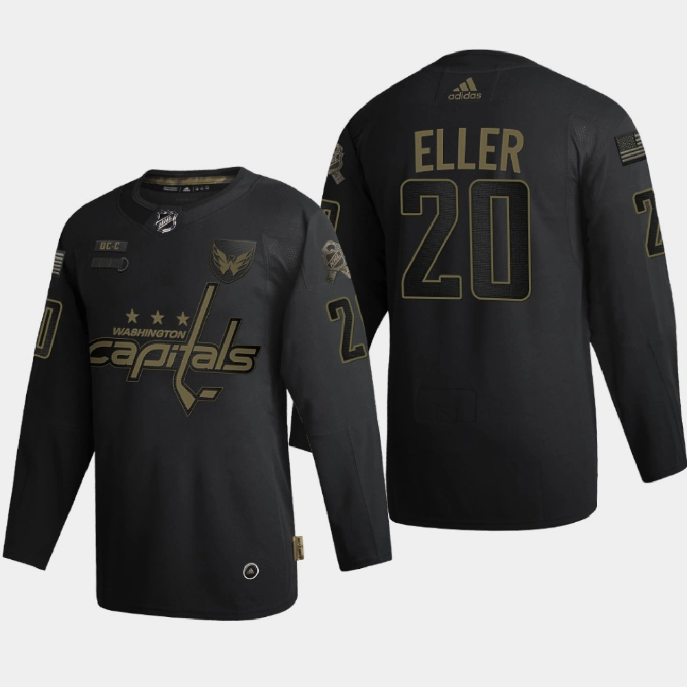 Men Washington Capitals Lars Eller #20 2020 Veterans Day Authentic Black Jersey
