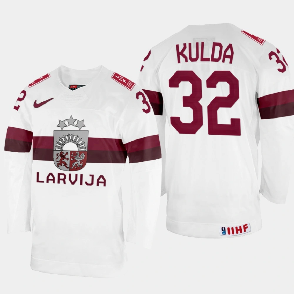 Women's Latvijas #32 Arturs Kulda 2022 IIHF World Championship White Home Jersey
