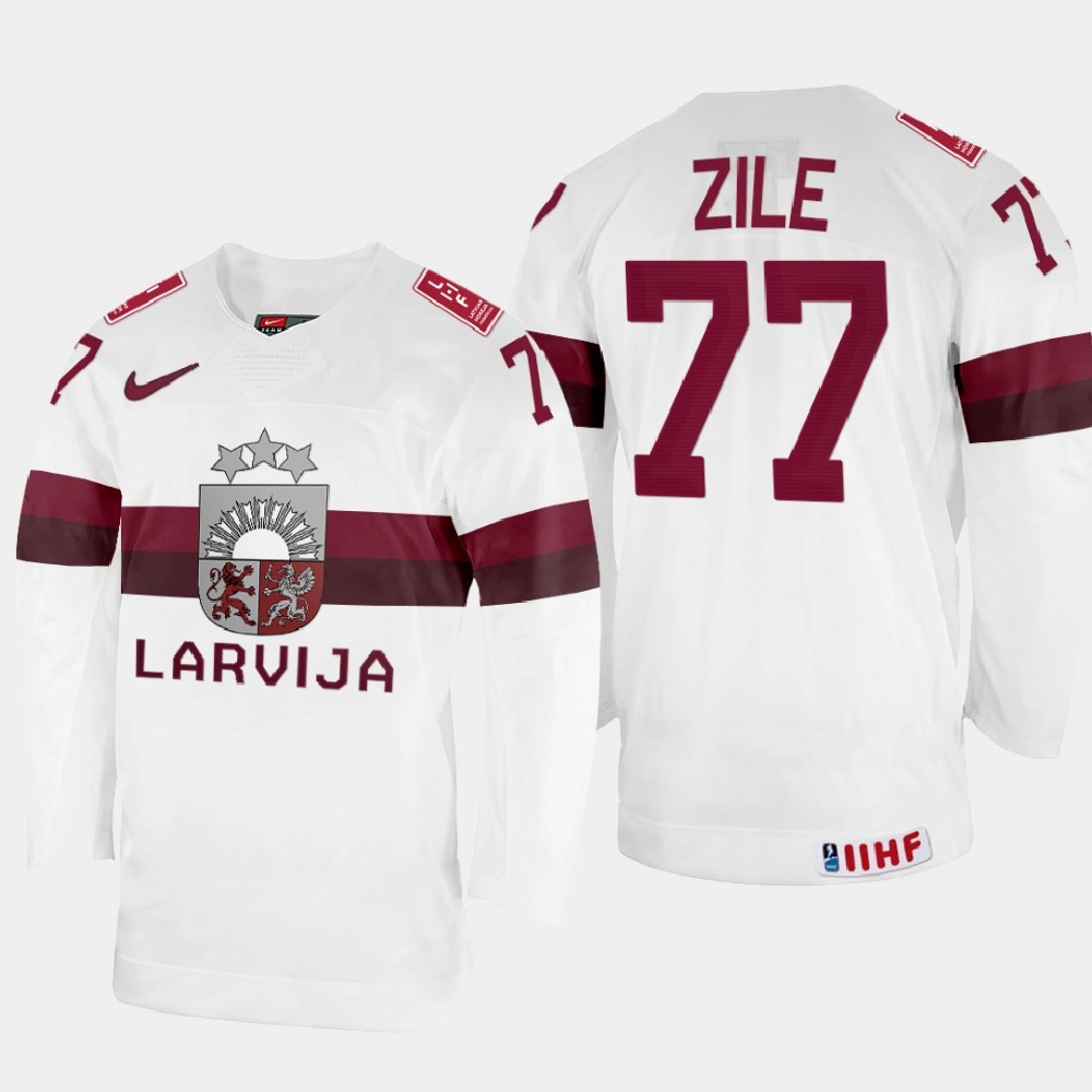 Women's Latvijas #77 Kristaps Zile 2022 IIHF World Championship White Home Jersey