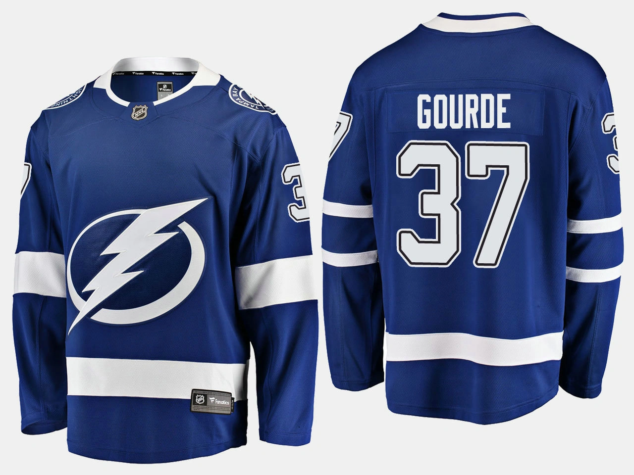 Youth Tampa Bay Lightning #37 Yanni Gourde Home Breakaway Player Blue Jersey
