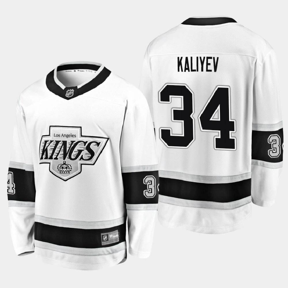 Women's Los Angeles Kings Arthur Kaliyev #34 Heritage 2020-21 Breakaway Player White Jersey