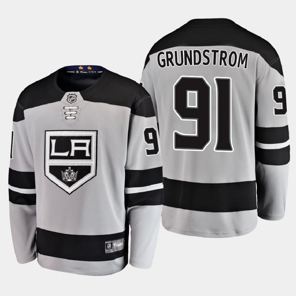 Men's Los Angeles Kings Carl Grundstrom #91 Alternate 2020-21 Breakaway Player Gray Jersey