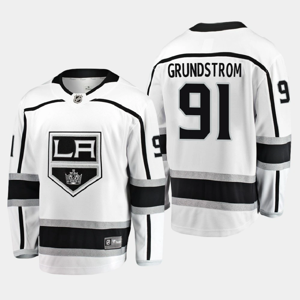 Youth Los Angeles Kings Carl Grundstrom #91 Away 2020-21 Breakaway Player White Jersey Youth Los Angeles Kings Carl Grundstrom #91 Away 2020-21 Breakaway Player White Jersey
