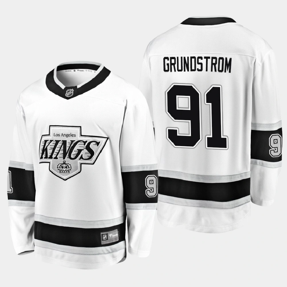 Youth Los Angeles Kings Carl Grundstrom #91 Heritage Breakaway Player White Jersey Youth Los Angeles Kings Carl Grundstrom #91 Heritage Breakaway Player White Jersey