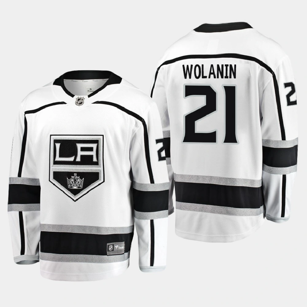 Women's Los Angeles Kings Christian Wolanin #21 Away 2021 Breakaway White Jersey