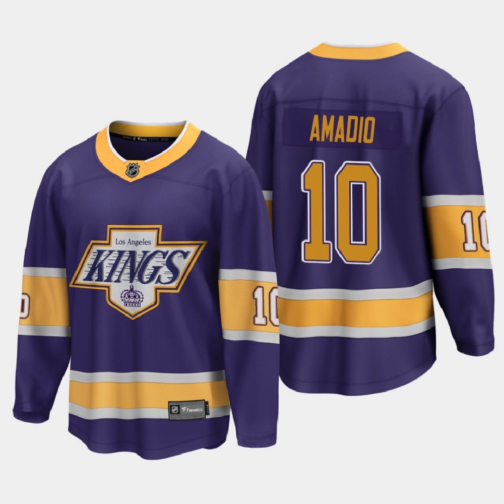 Men's Los Angeles Kings Michael Amadio #10 Reverse Retro 2020-21 Breakaway Player Purple Jersey