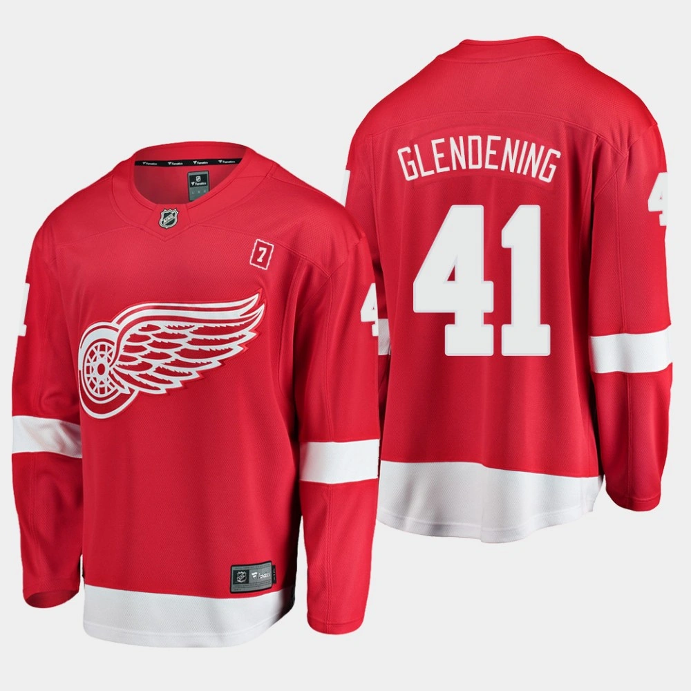 Youth Detroit Red Wings Luke Glendening #41 Home Red Jersey with Patch Seven