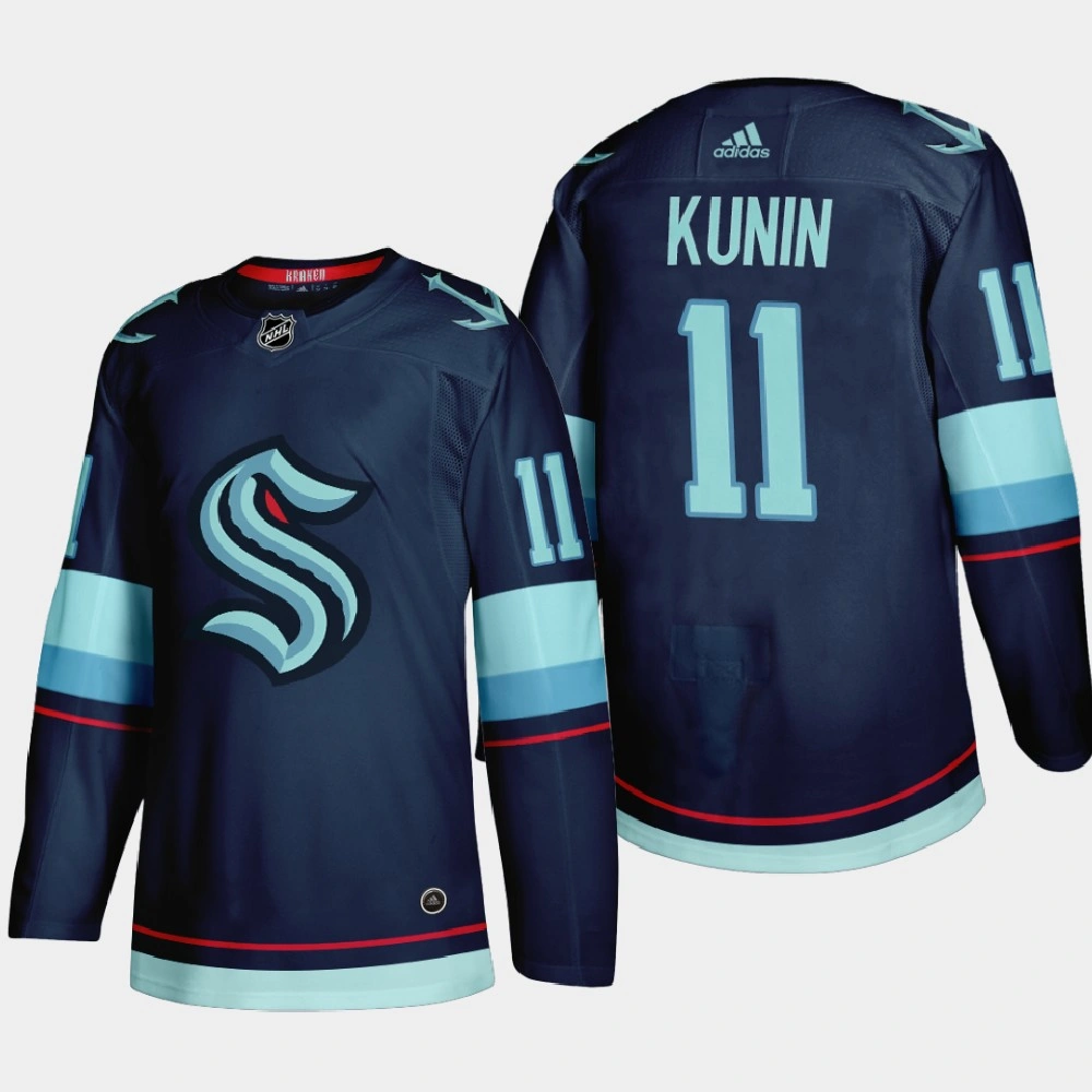 Men's Seattle Kraken Luke Kunin #11 2021 Expansion Draft Navy Jersey
