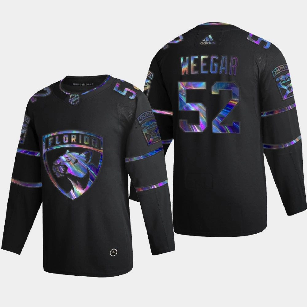 Men's Florida Panthers MacKenzie Weegar #52 Iridescent Holographic Authentic Black Jersey