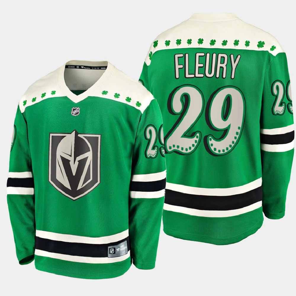 Men's Vegas Golden Knights Marc-Andre Fleury #29 2021 St. Patrick's Day Green Jersey Men's Vegas Golden Knights Marc-Andre Fleury #29 2021 St. Patrick's Day Green Jersey