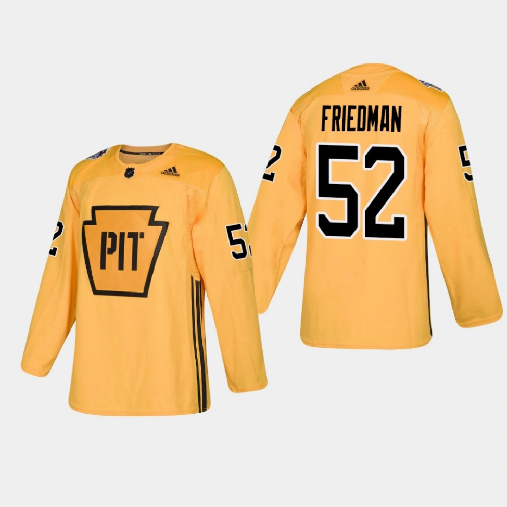 Men's Pittsburgh Penguins Mark Friedman #52 Practice Authentic Gold Jersey