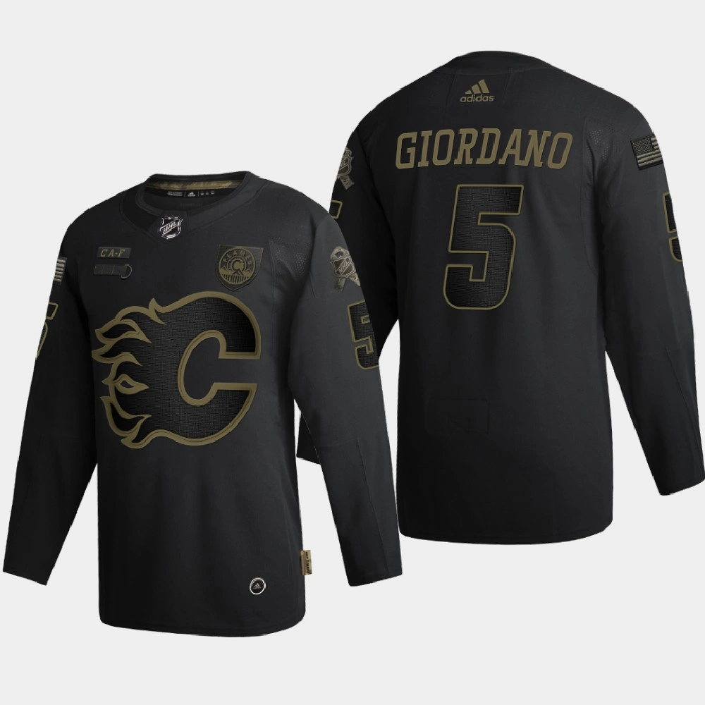 Men Calgary Flames Mark Giordano #5 2020 Veterans Day Authentic Black Jersey Men Calgary Flames Mark Giordano #5 2020 Veterans Day Authentic Black Jersey