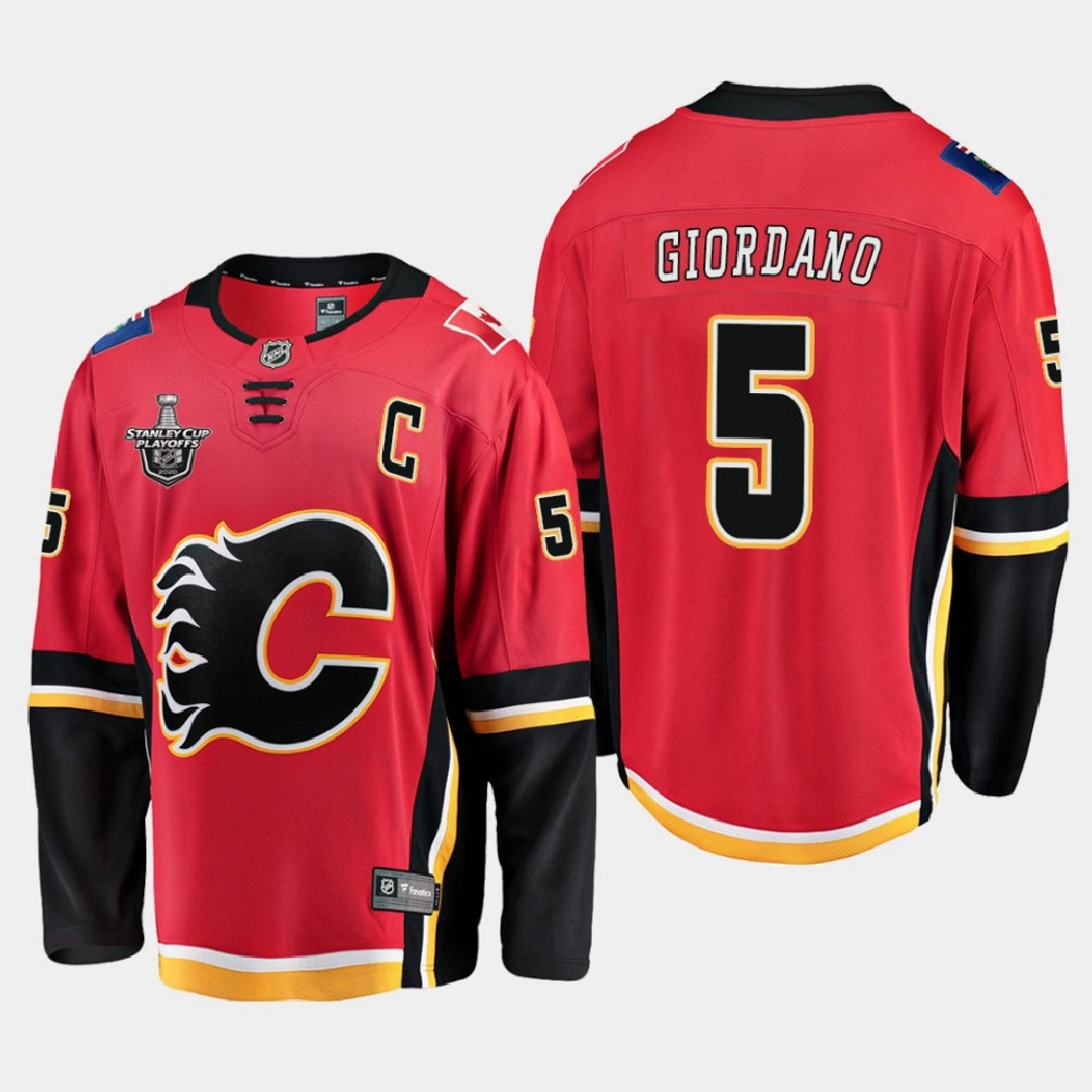 Calgary Flames Mark Giordano #5 2020 Stanley Cup Playoffs Home Red Jersey - Men's
