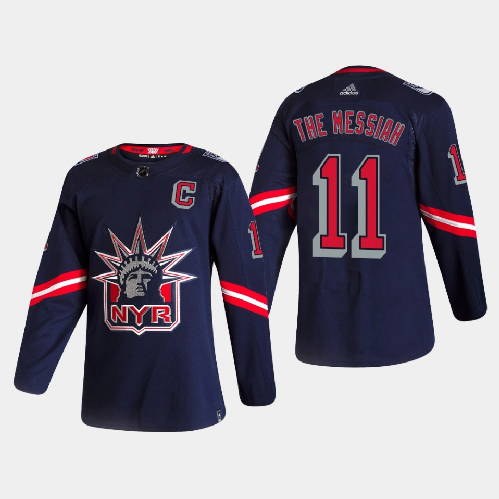 Men's New York Rangers Mark Messier #11 Retired Player Nikename Special Edition Authentic Navy Jersey