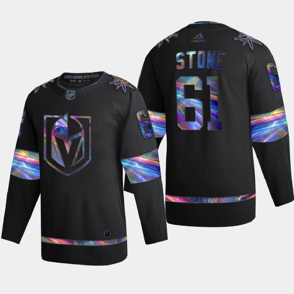 Women's Vegas Golden Knights Mark Stone #61 Iridescent Holographic Collection Authentic Black Jersey