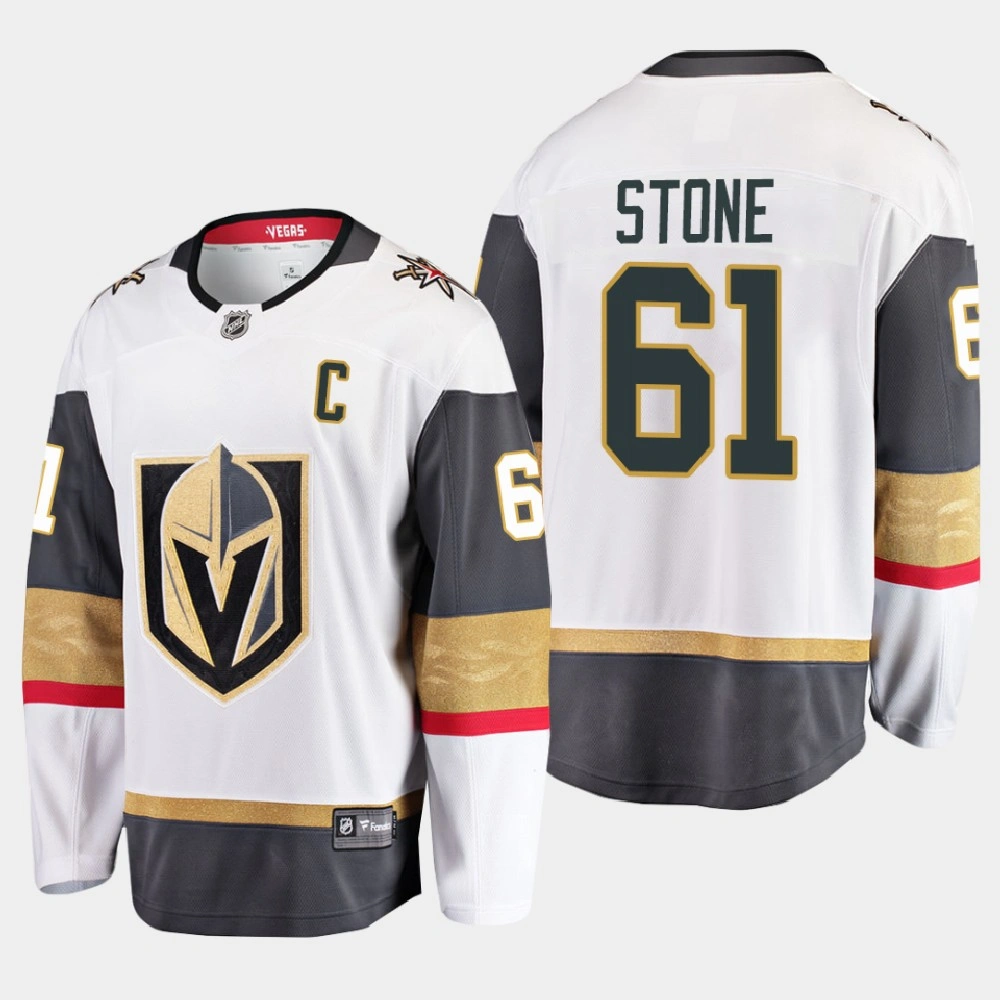 Women's Vegas Golden Knights Mark Stone #61 Away 2021 Captain White Jersey Women's Vegas Golden Knights Mark Stone #61 Away 2021 Captain White Jersey
