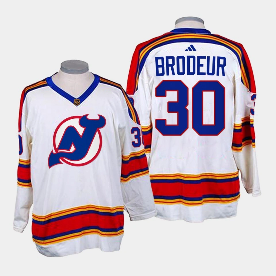 Women's Martin Brodeur New Jersey Devils 2022-23 Reverse Retro 2.0 Replica White Jersey