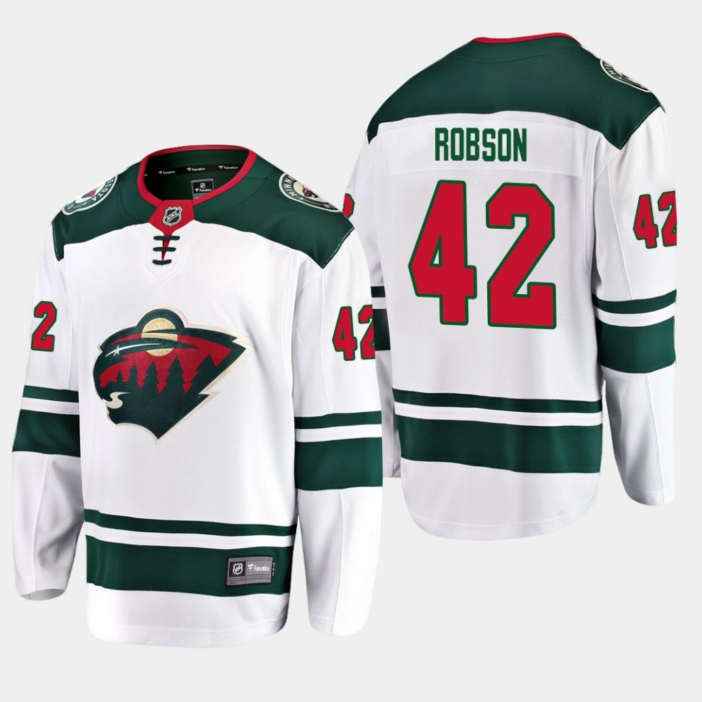Men's Minnesota Wild Mat Robson 2019 Away Breakaway Player White Jersey