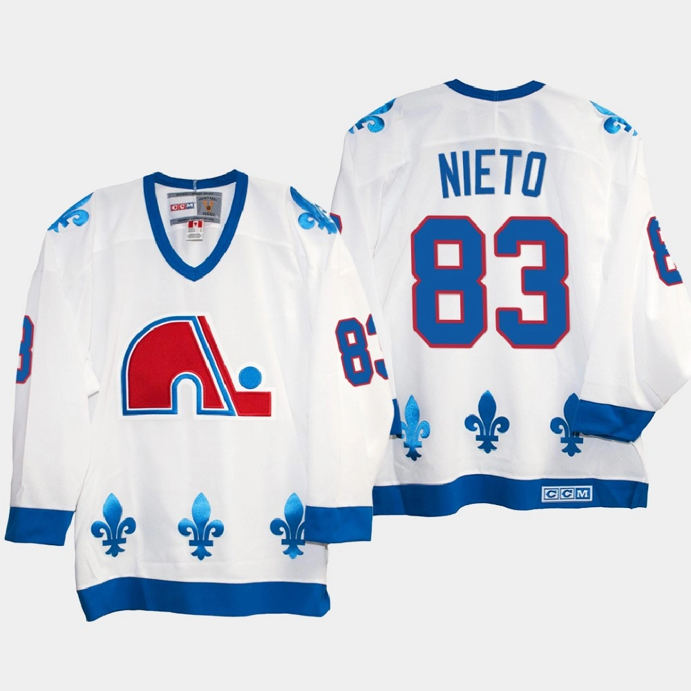Women's Quebec Nordiques Matt Nieto #83 Vintage White Replica 25th Throwback Jersey Women's Quebec Nordiques Matt Nieto #83 Vintage White Replica 25th Throwback Jersey