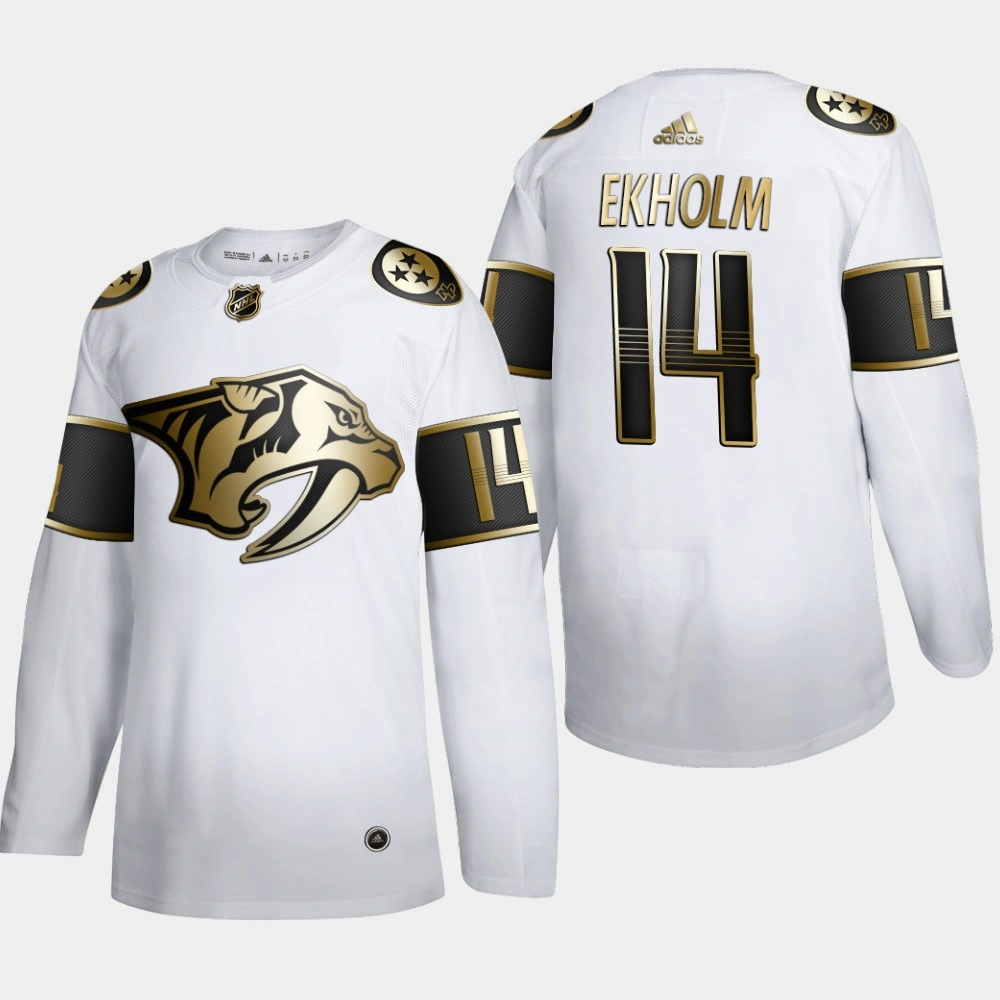 Women's Nashville Predators Mattias Ekholm #14 NHL Golden Edition White Authentic Jersey