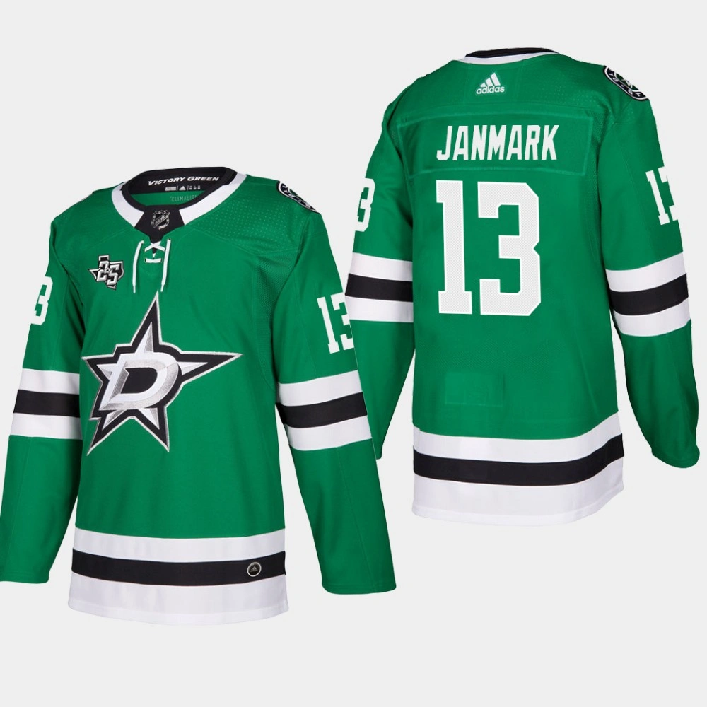Men's Dallas Stars Mattias Janmark #13 2018 Home Green Adidas Player Jersey